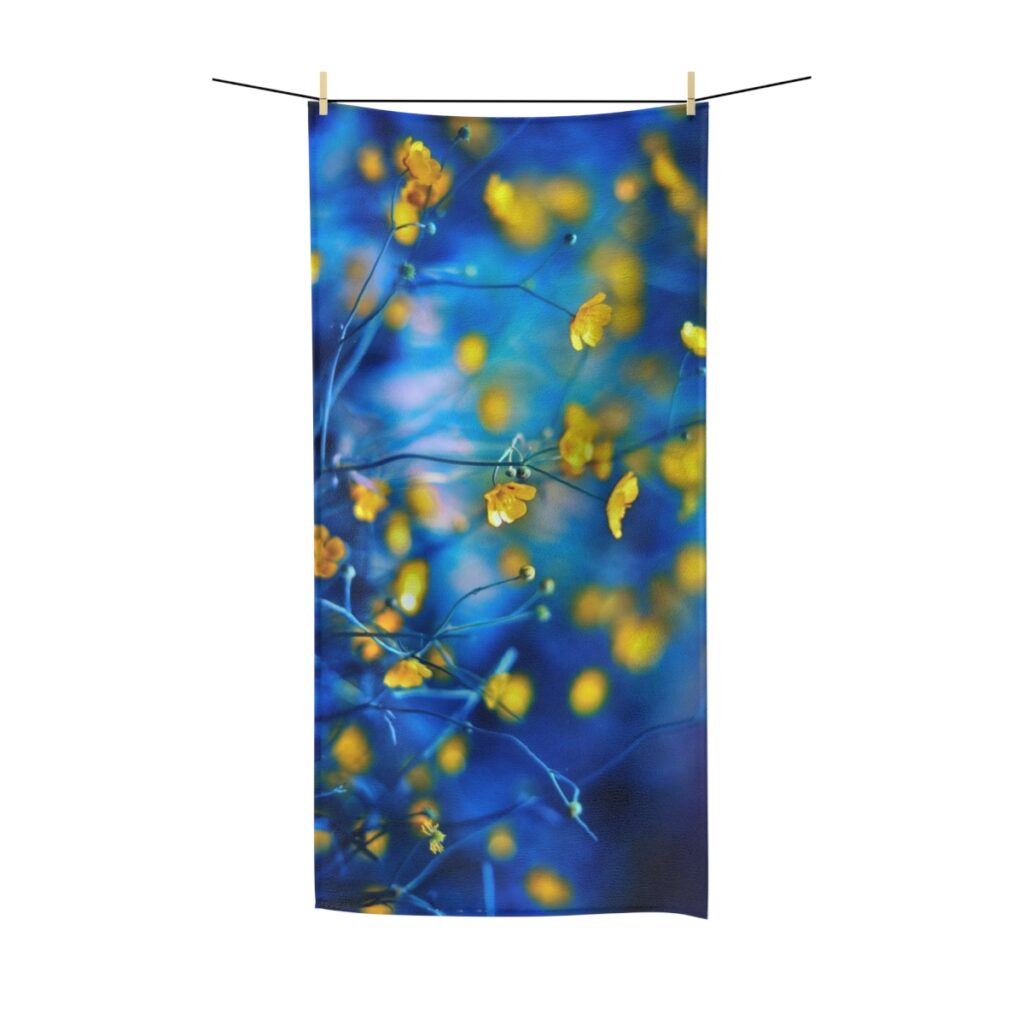 polycotton towel “Blue-yellow flowers”