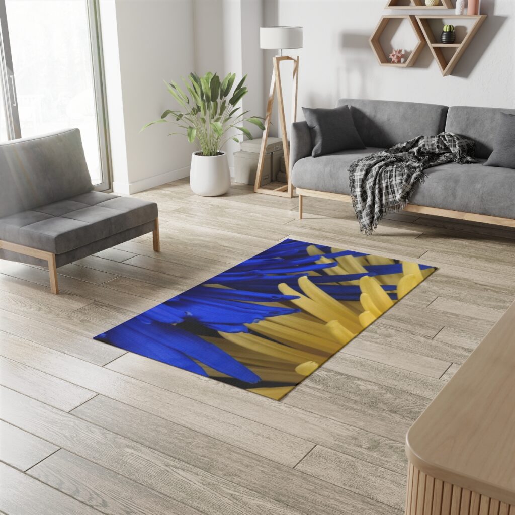 dobby rug “Blue-yellow”