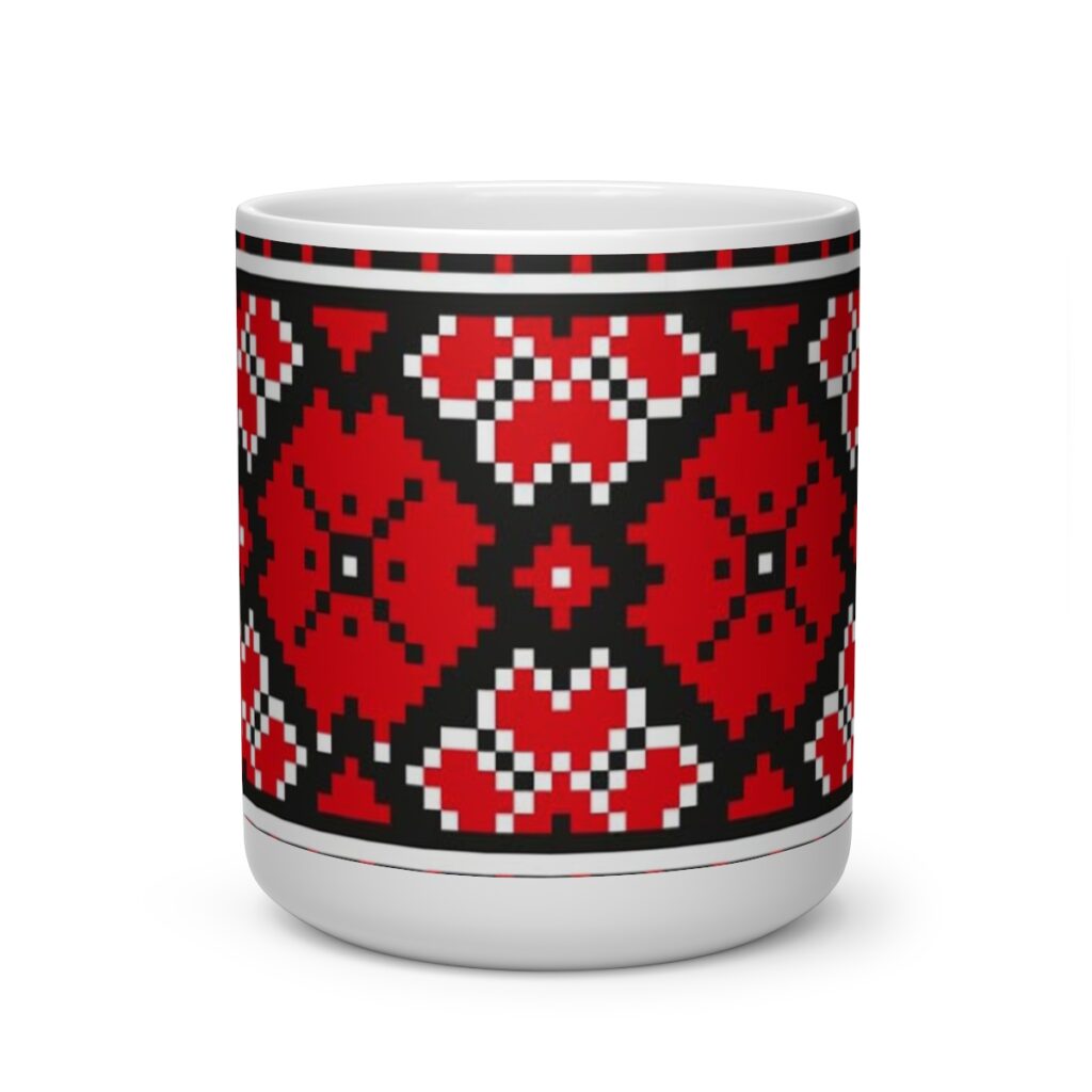 heart shape mug “Ukrainian embroidery”