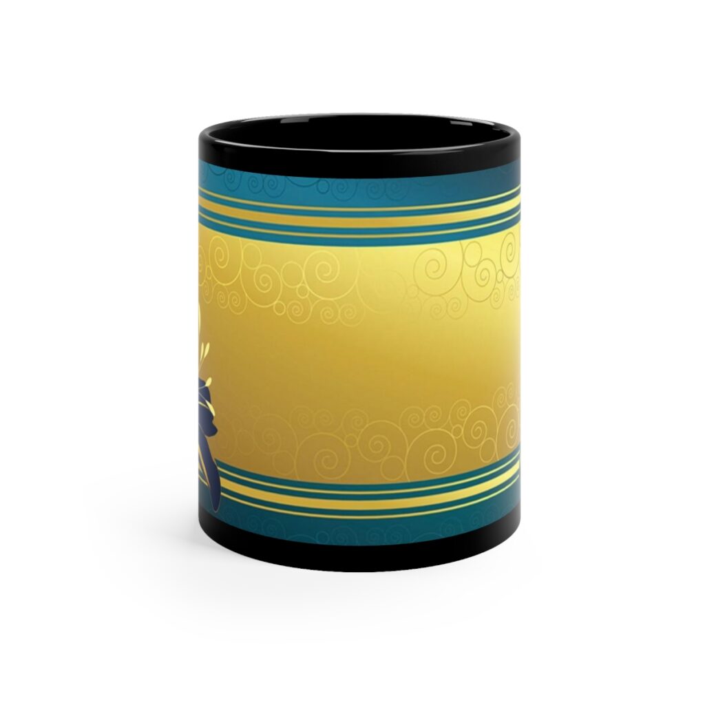 11oz black mug “Blue-yellow lily”