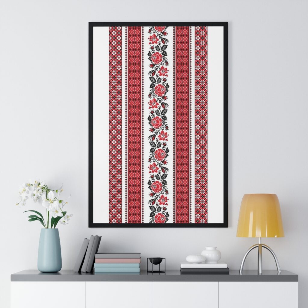 premium framed vertical poster “Ukrainian embroidery”