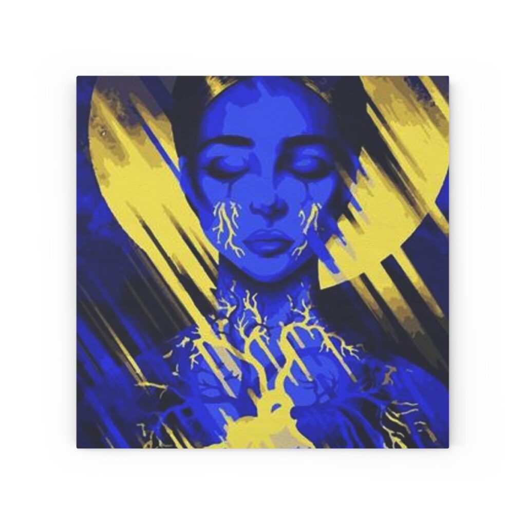 wood canvas “Blue and Yellow Icon”