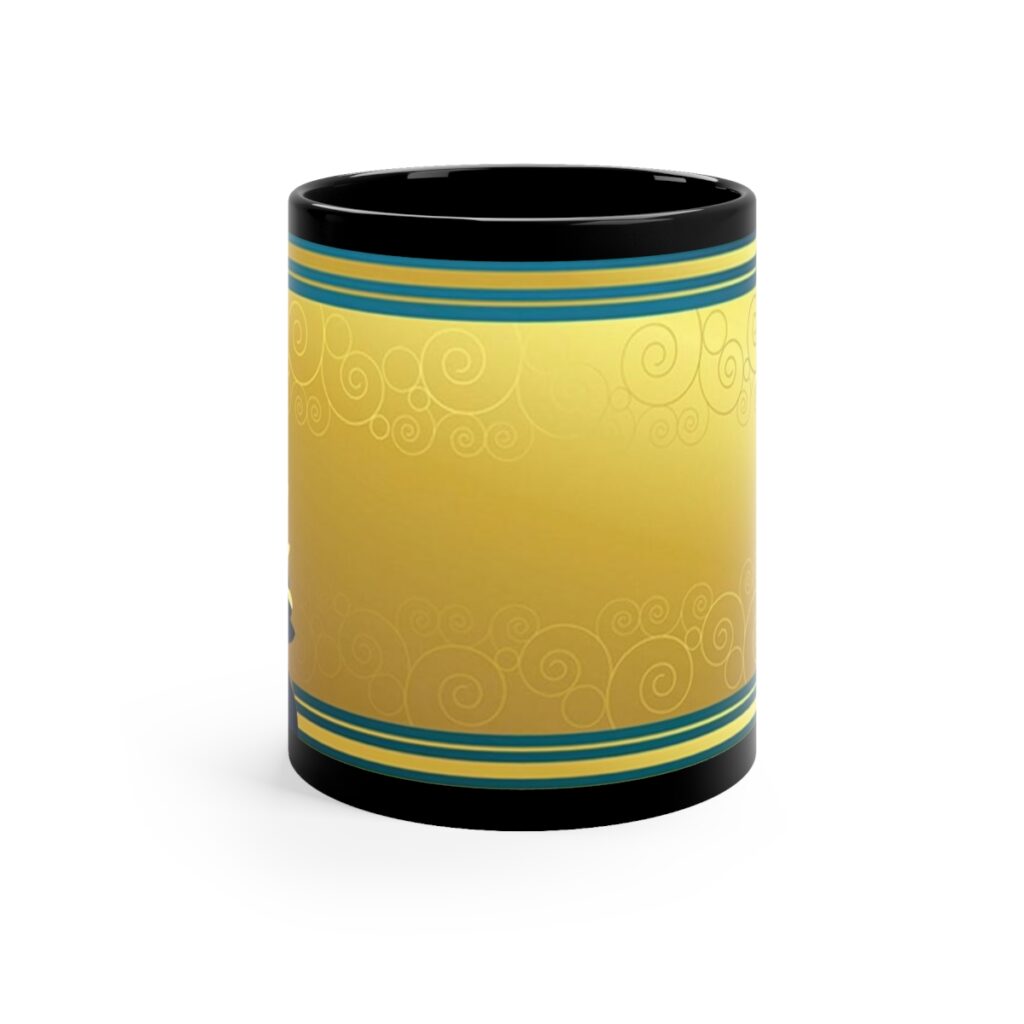 black coffee mug “Blue and Yellow Lilies”