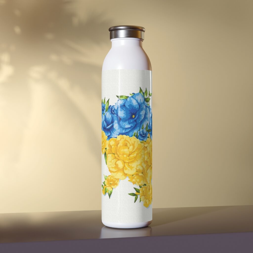 slim water bottle “Flower map of Ukraine”