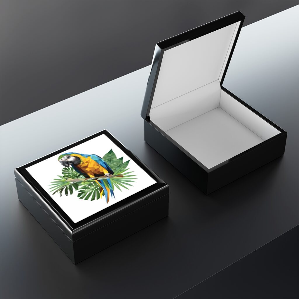 jewelry box “Blue and yellow parrot”