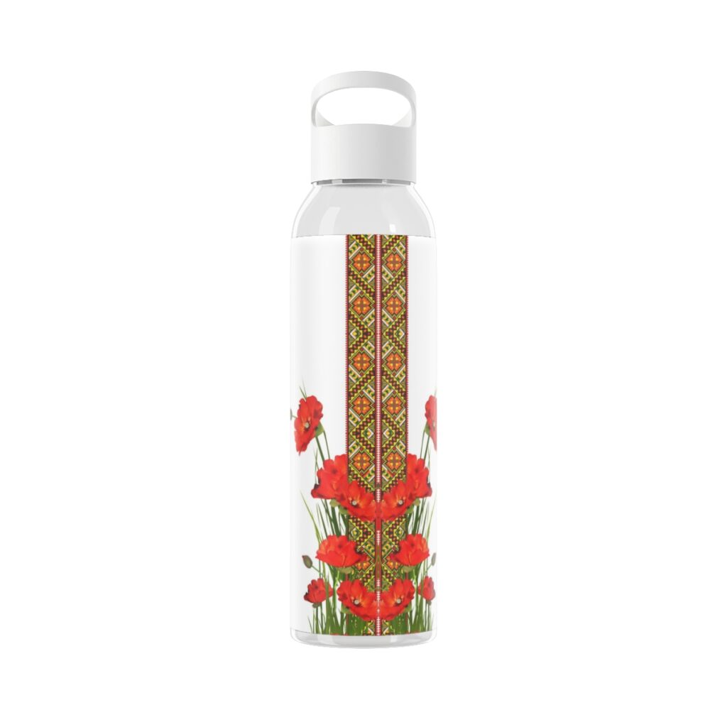 sky water bottle “Ukrainian poppies”