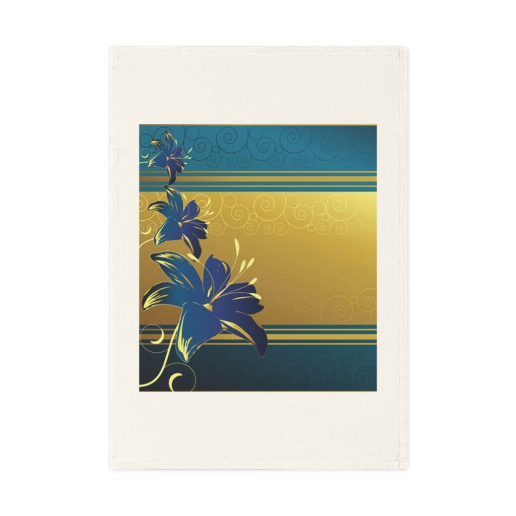 cotton tea towel “Blue-yellow flower”