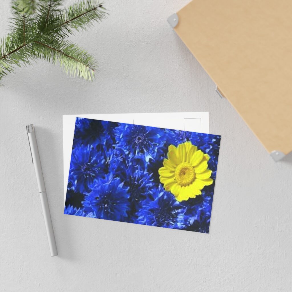 fine art postcards “Blue-yellow flowers”