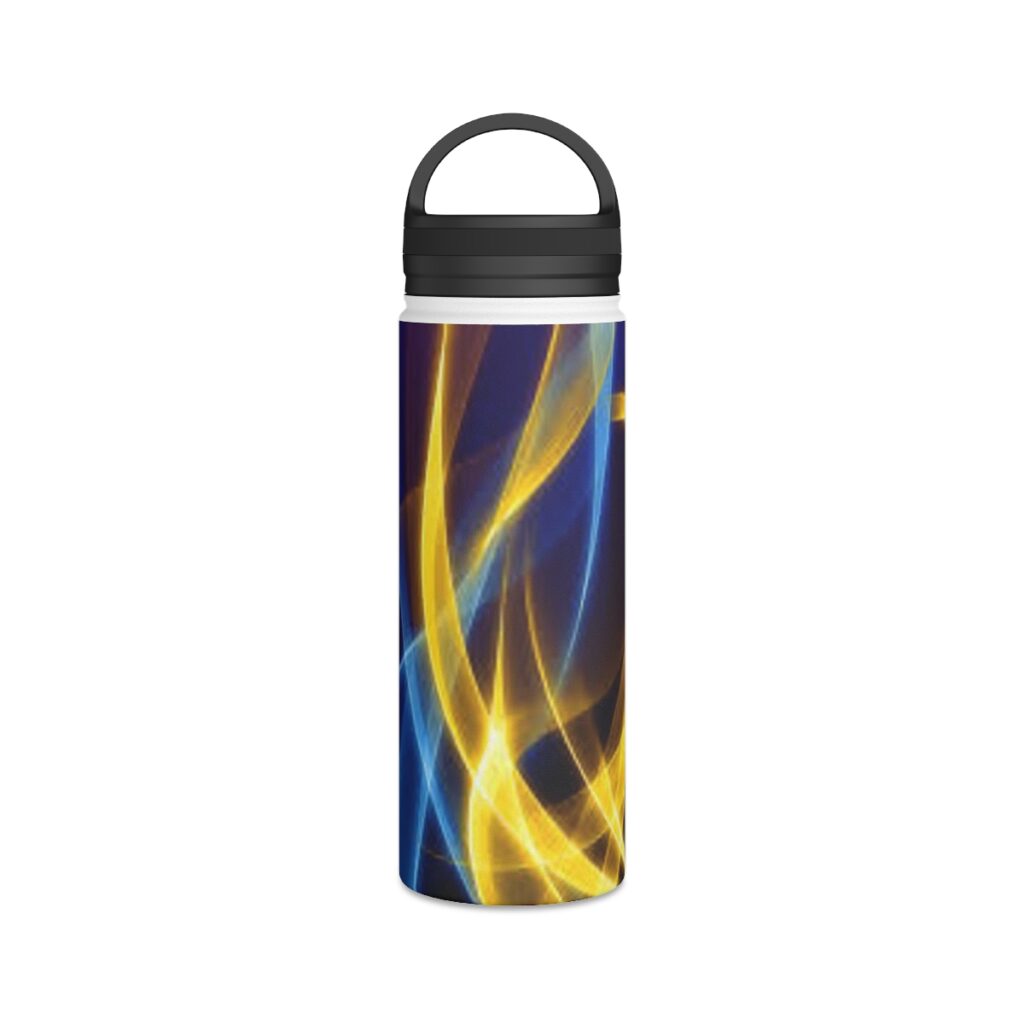 stainless steel water bottle, handle lid “Blue and Yellow Graphics”