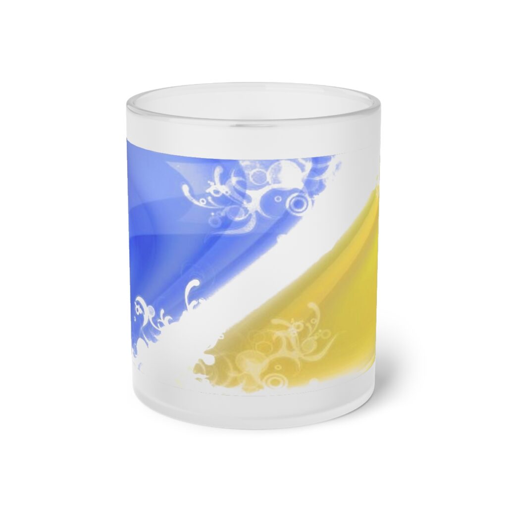 frosted glass mug “Blue and Yellow”