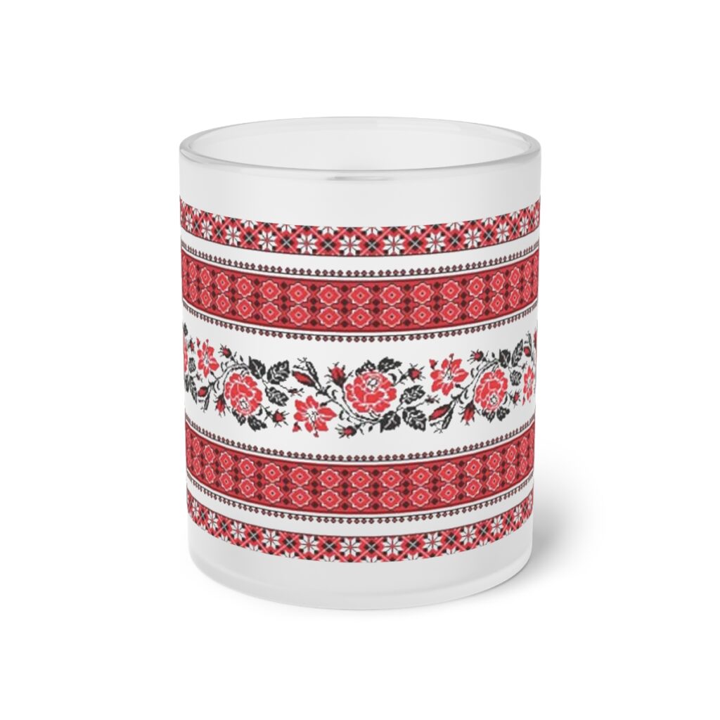 frosted glass mug “Ukrainian embroidery”