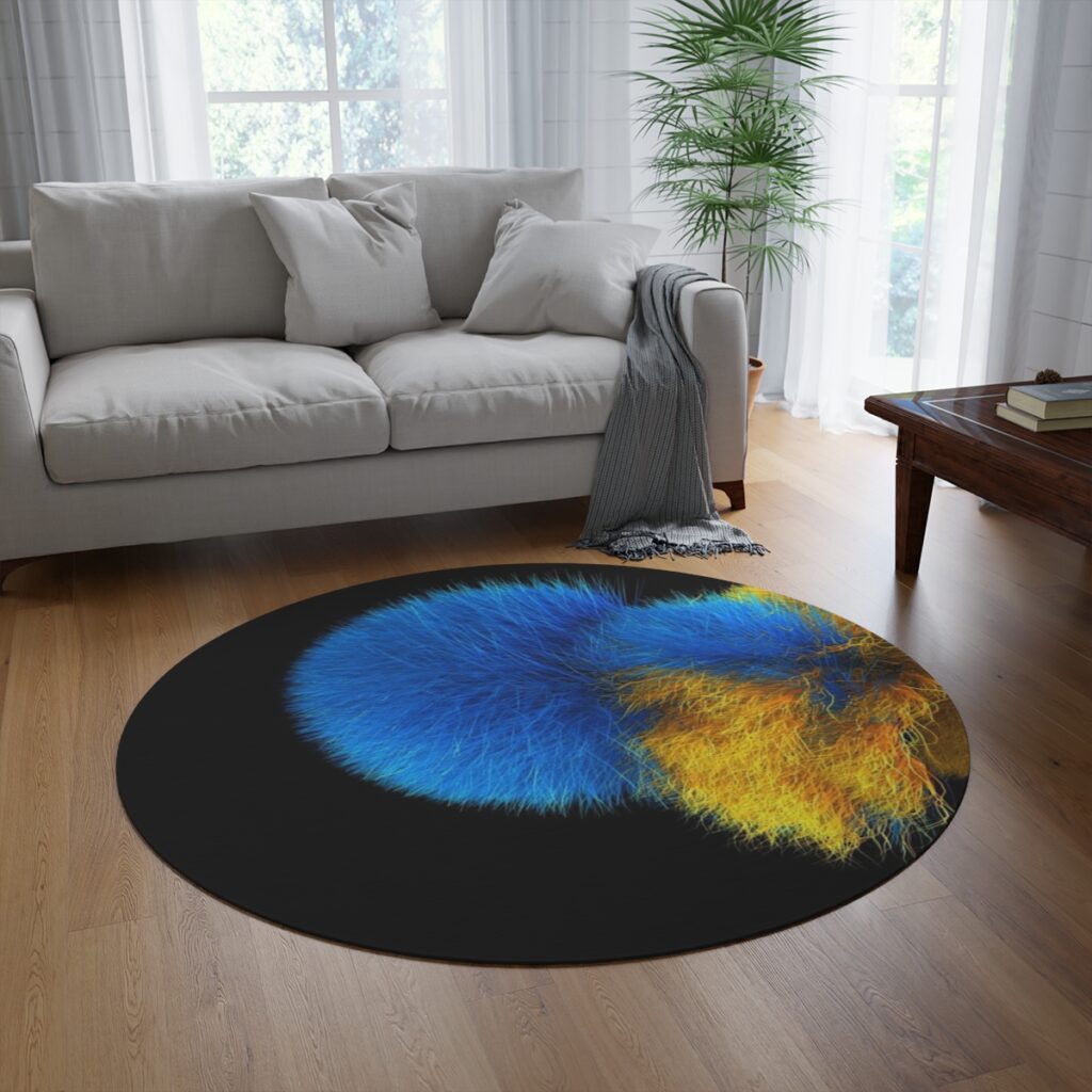 round rug “Blue-yellow layers”