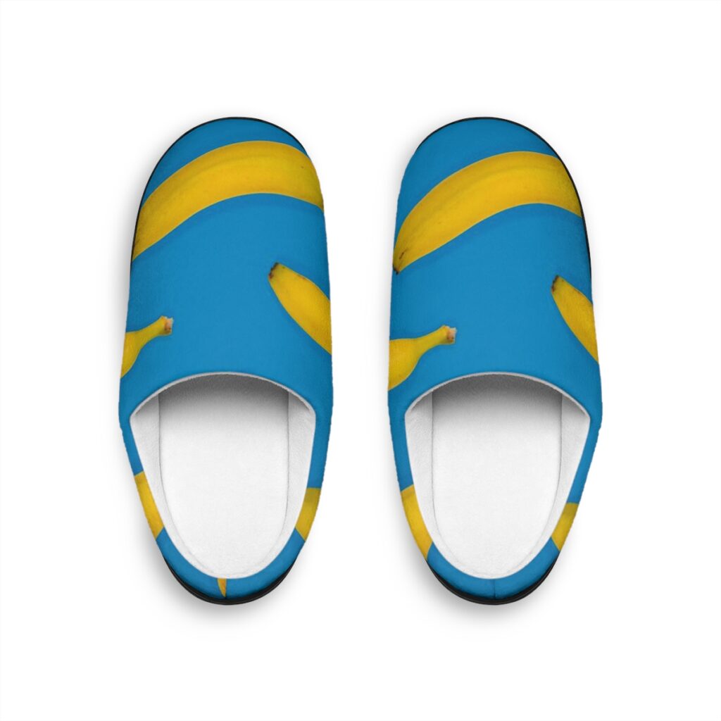 women’s indoor slippers “Blue and yellow bananas”