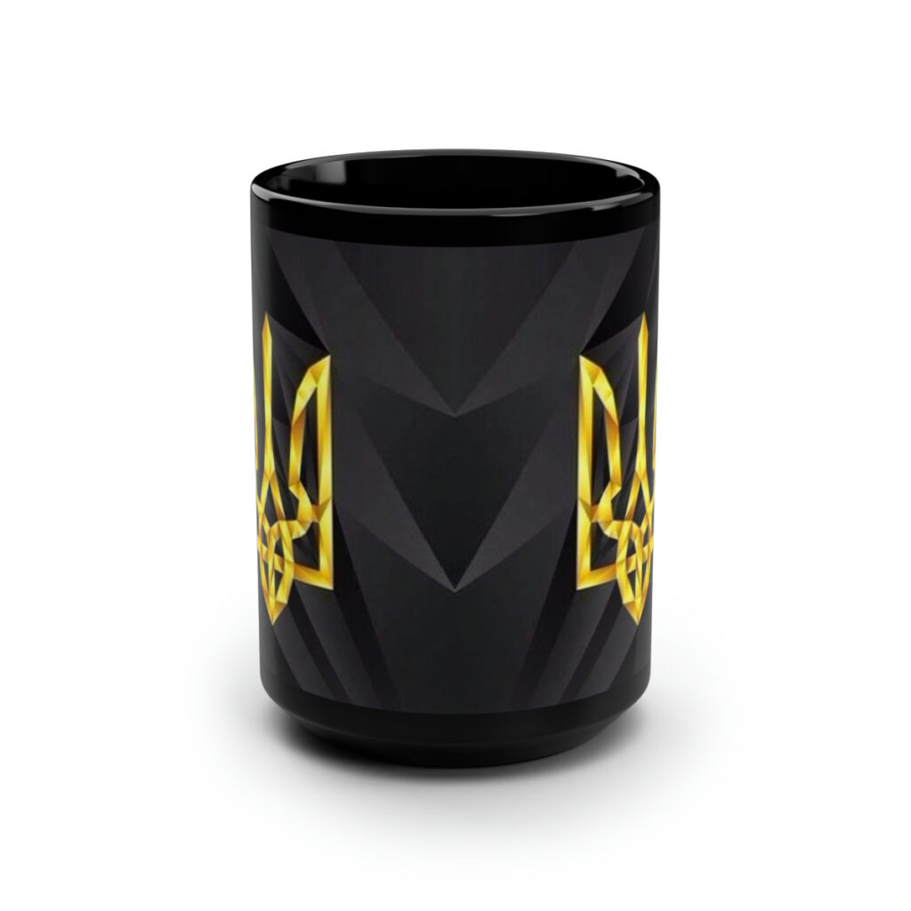 black mug, 15oz “Emblem of Ukraine”