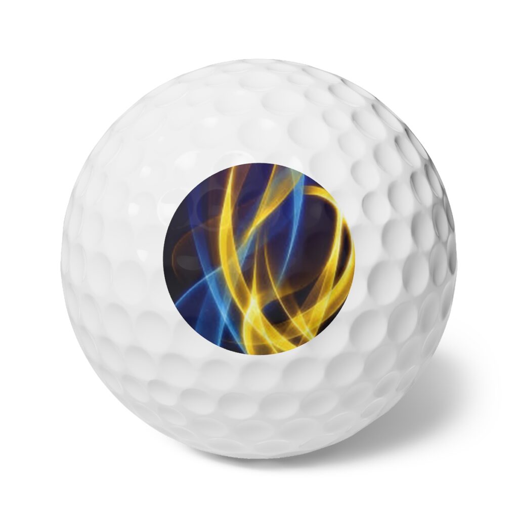 golf balls, 6pcs “Blue and Yellow Graphics”