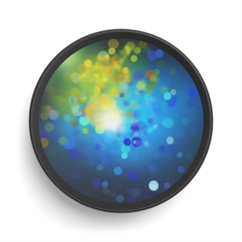 hockey puck “Blue and Yellow Glitter”