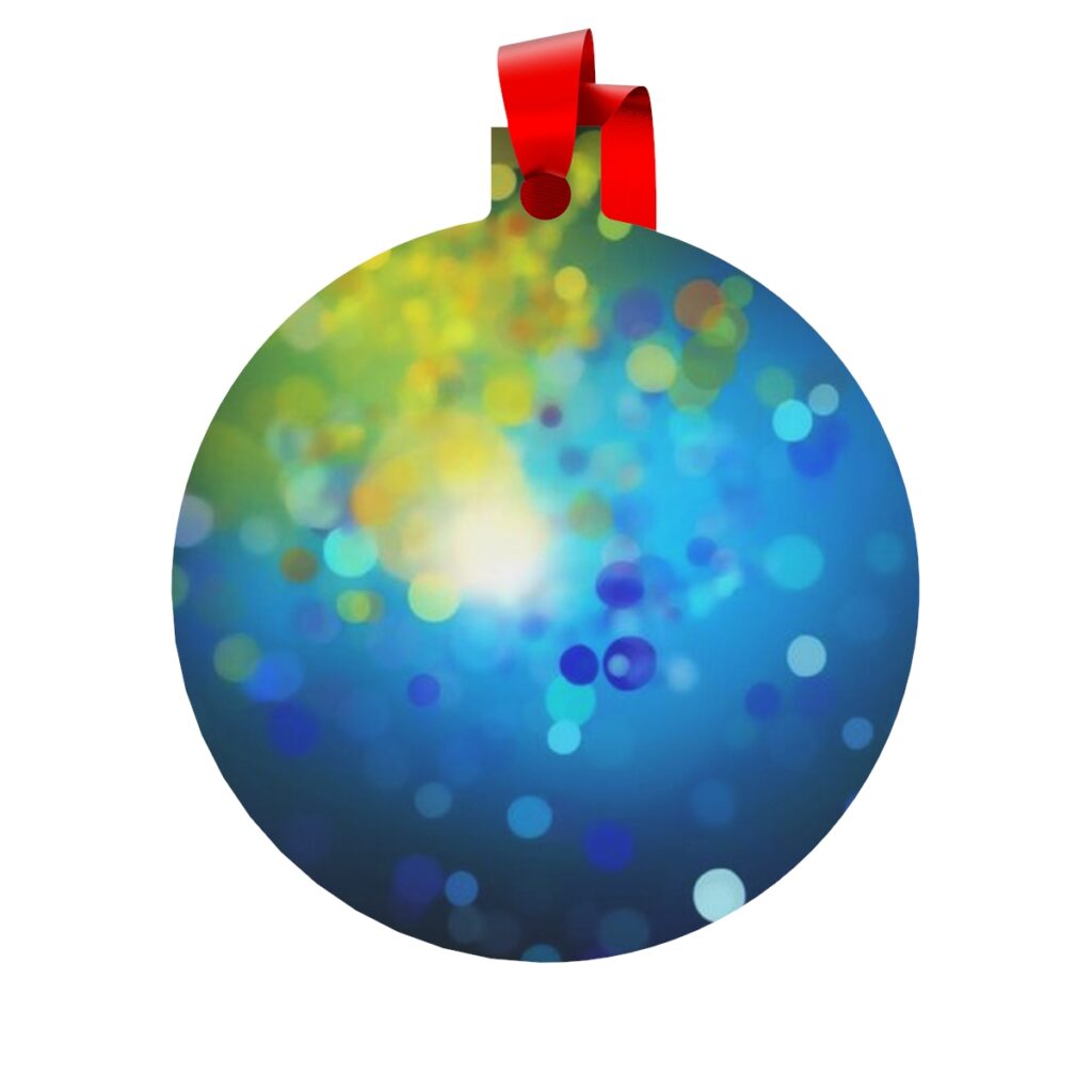 metallic ornament “Blue and Yellow Glitter”