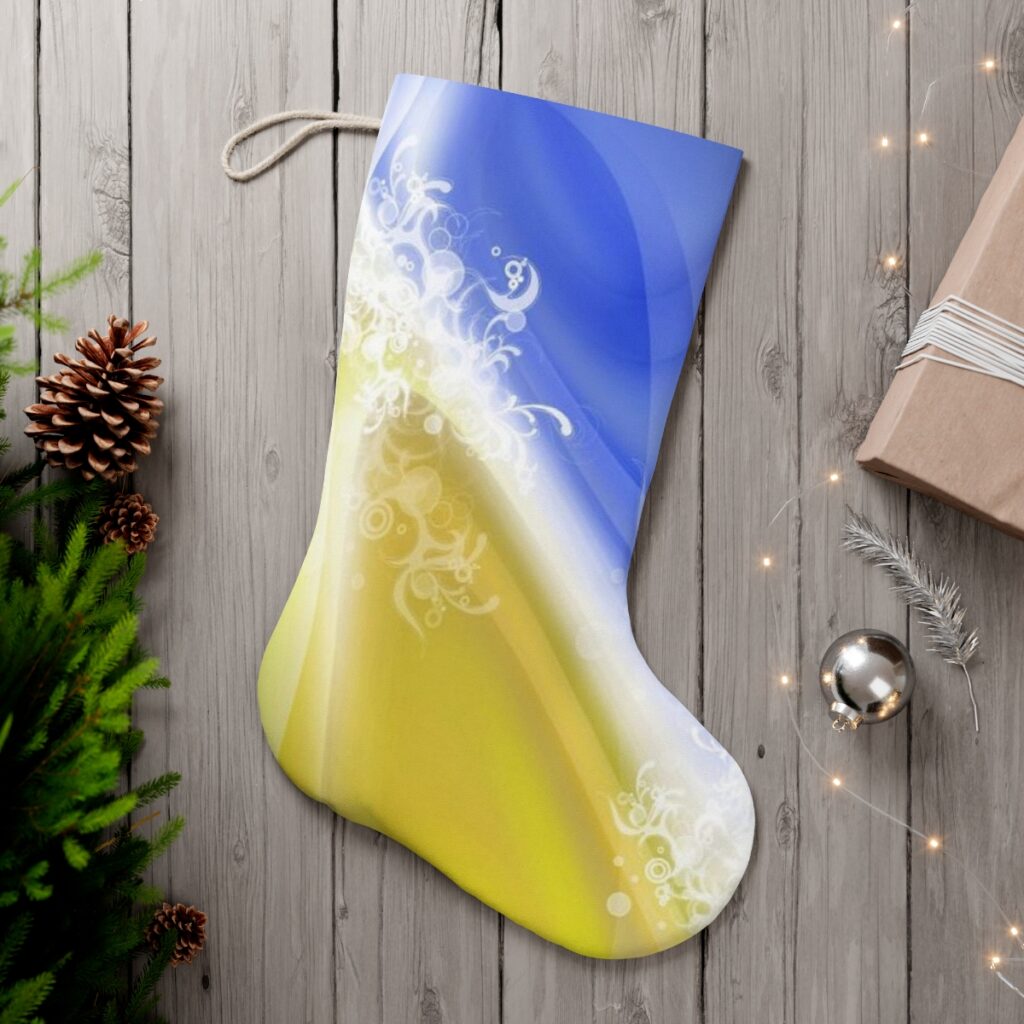 santa stocking “Blue and yellow”