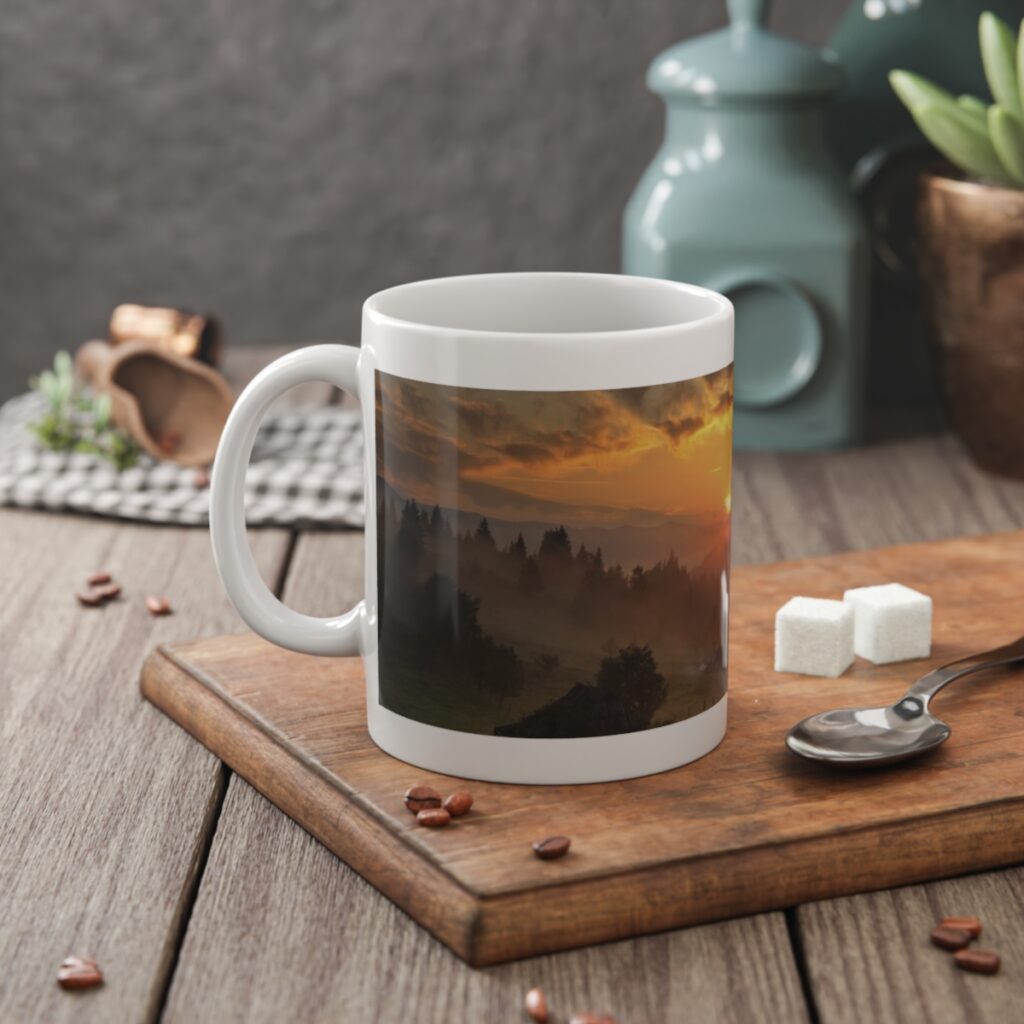 white ceramic mug “Ukrainian Carpathian Mountains”