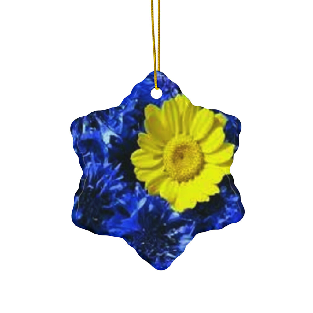 ceramic ornaments “Blue-yellow daisies”