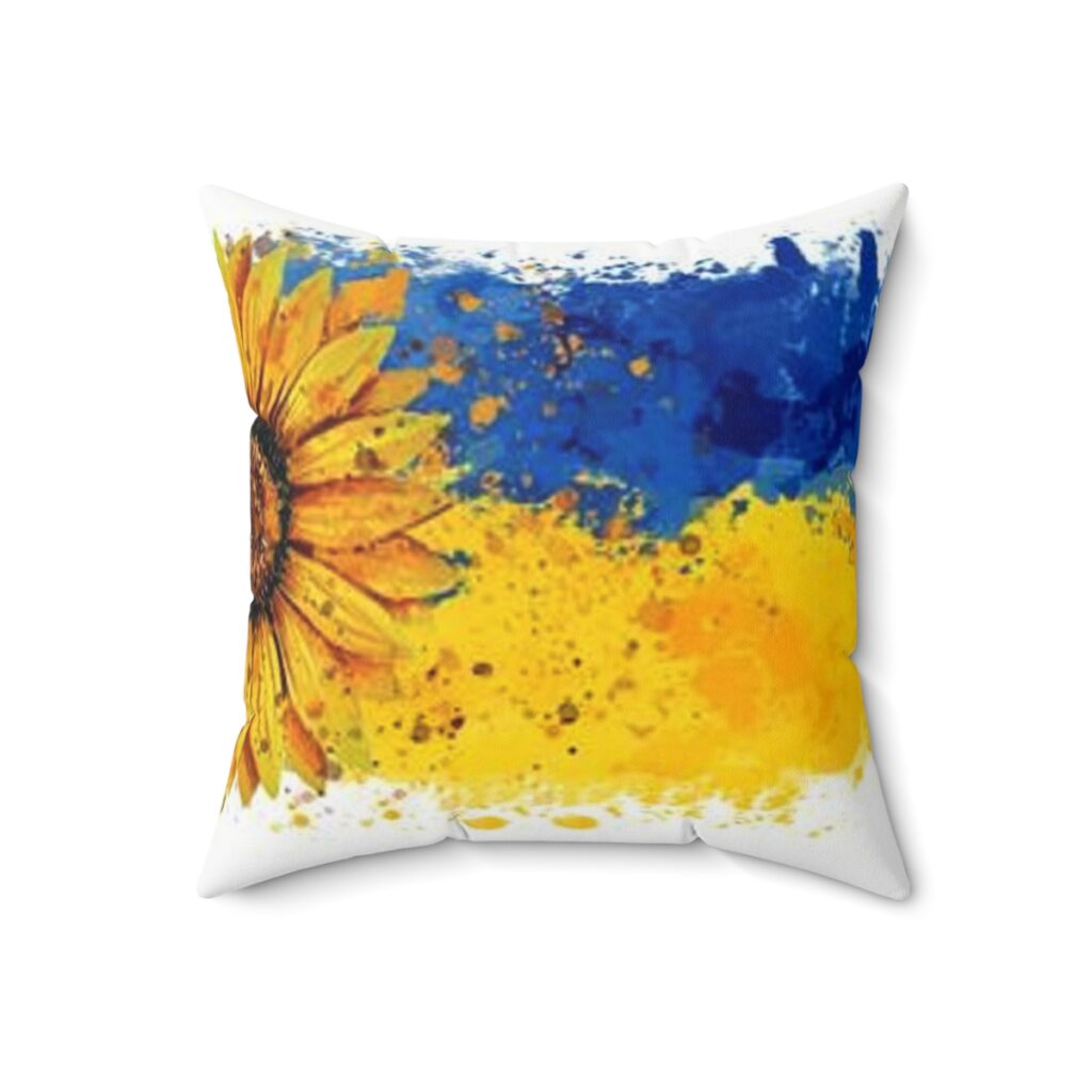 spun polyester square pillow “Ukrainian sunflower”