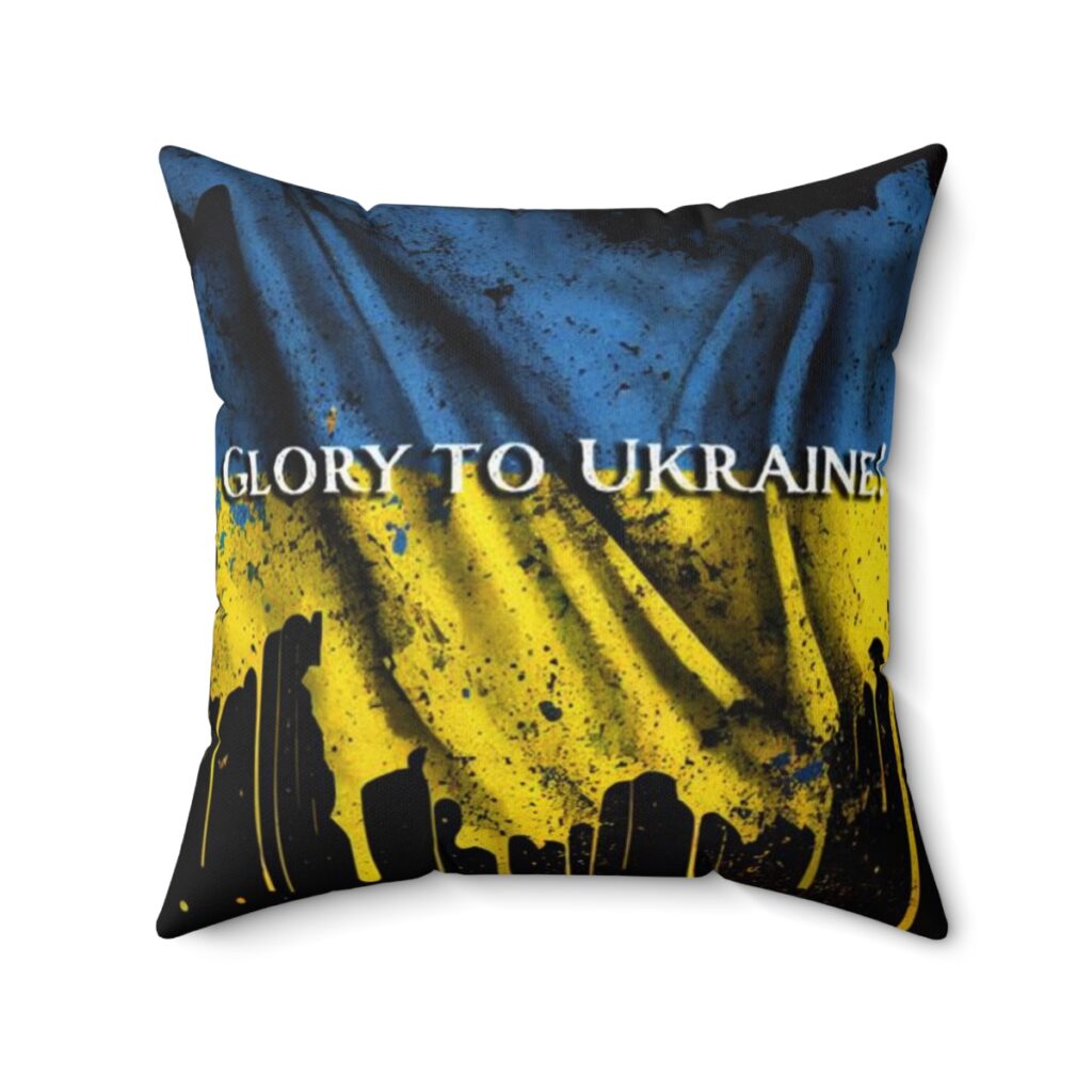 spun polyester square pillow “Glory to Ukraine”