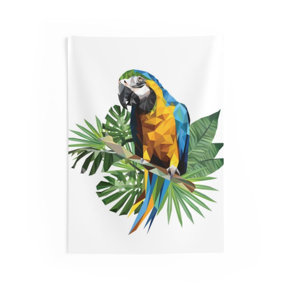 indoor wall tapestries “Blue and Yellow Parrot”