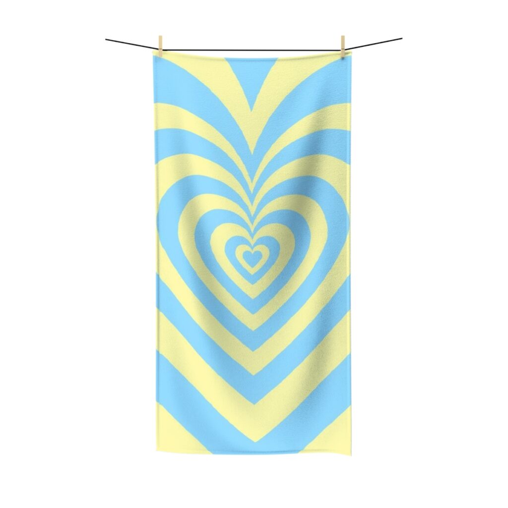 polycotton towel “Blue-yellow Heart”