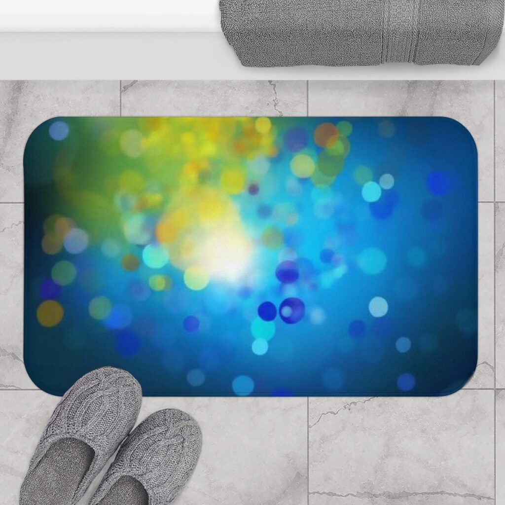 bath mat “Blue and Yellow Glitter”