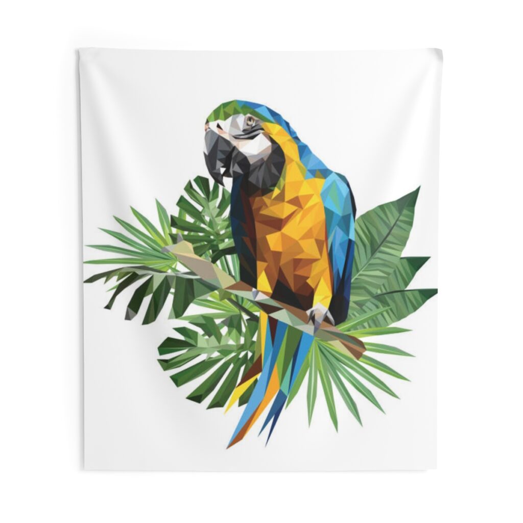 indoor wall tapestries “Blue and Yellow Parrot”