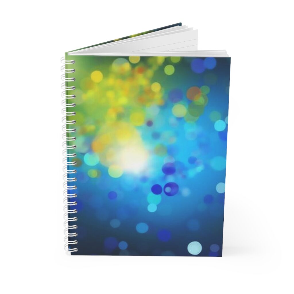 spiral notebook “Blue and Yellow Glitter”