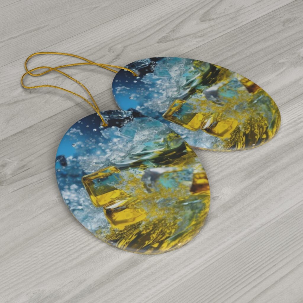 ceramic ornament “Blue and Yellow Ice Cubes”