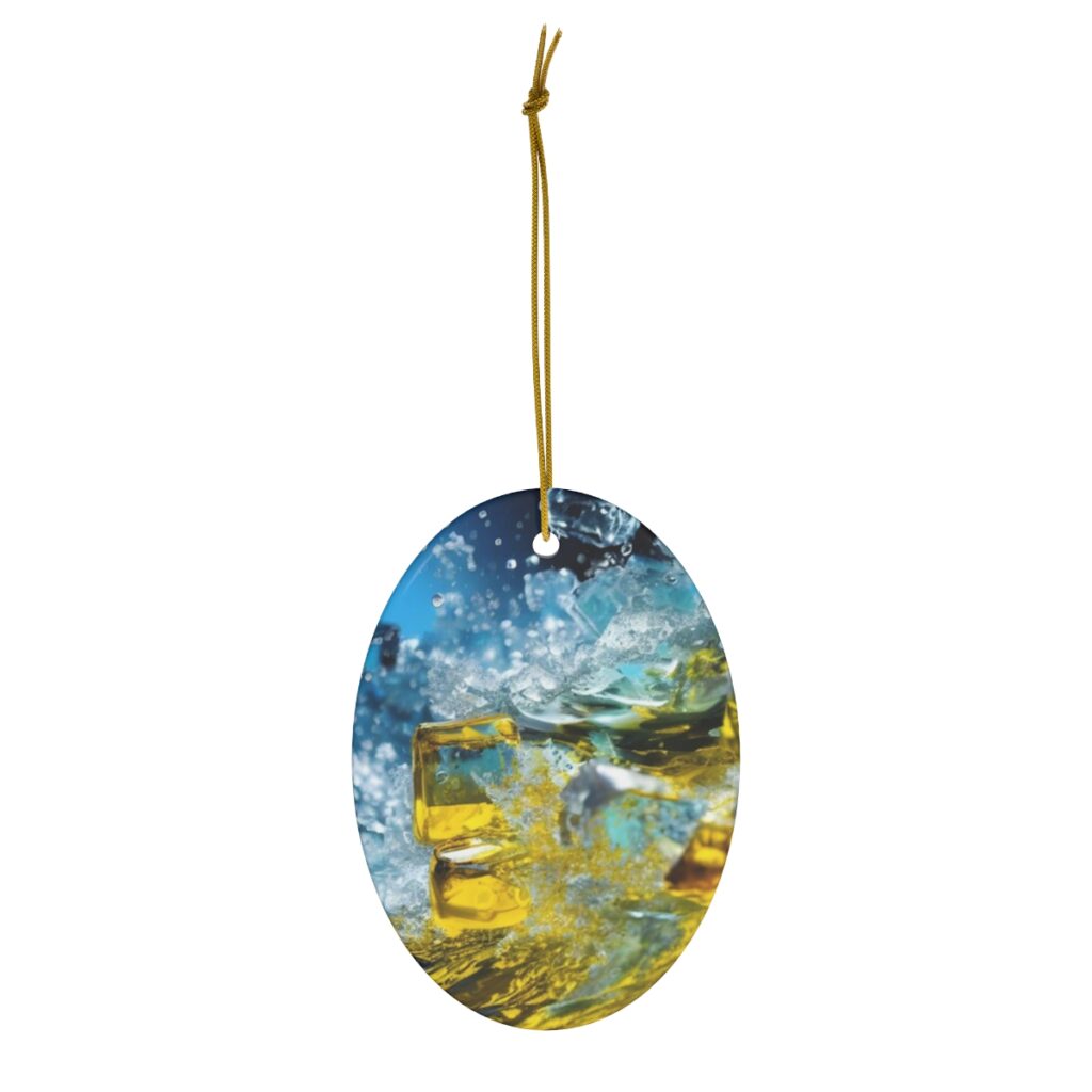 ceramic ornament “Blue and Yellow Ice Cubes”