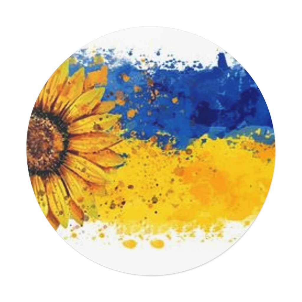 round vinyl stickers “Blue-yellow sunflower”