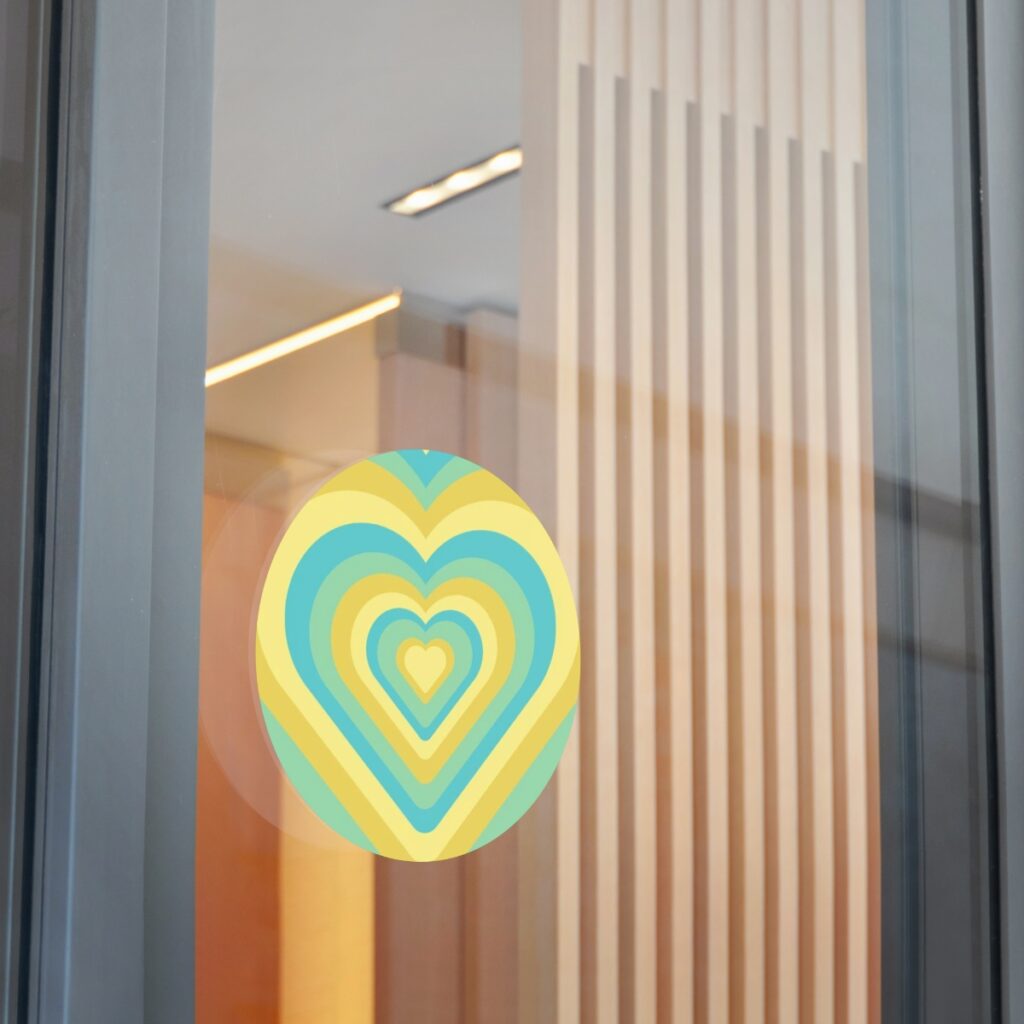 round vinyl stickers “Blue Yellow Heart”