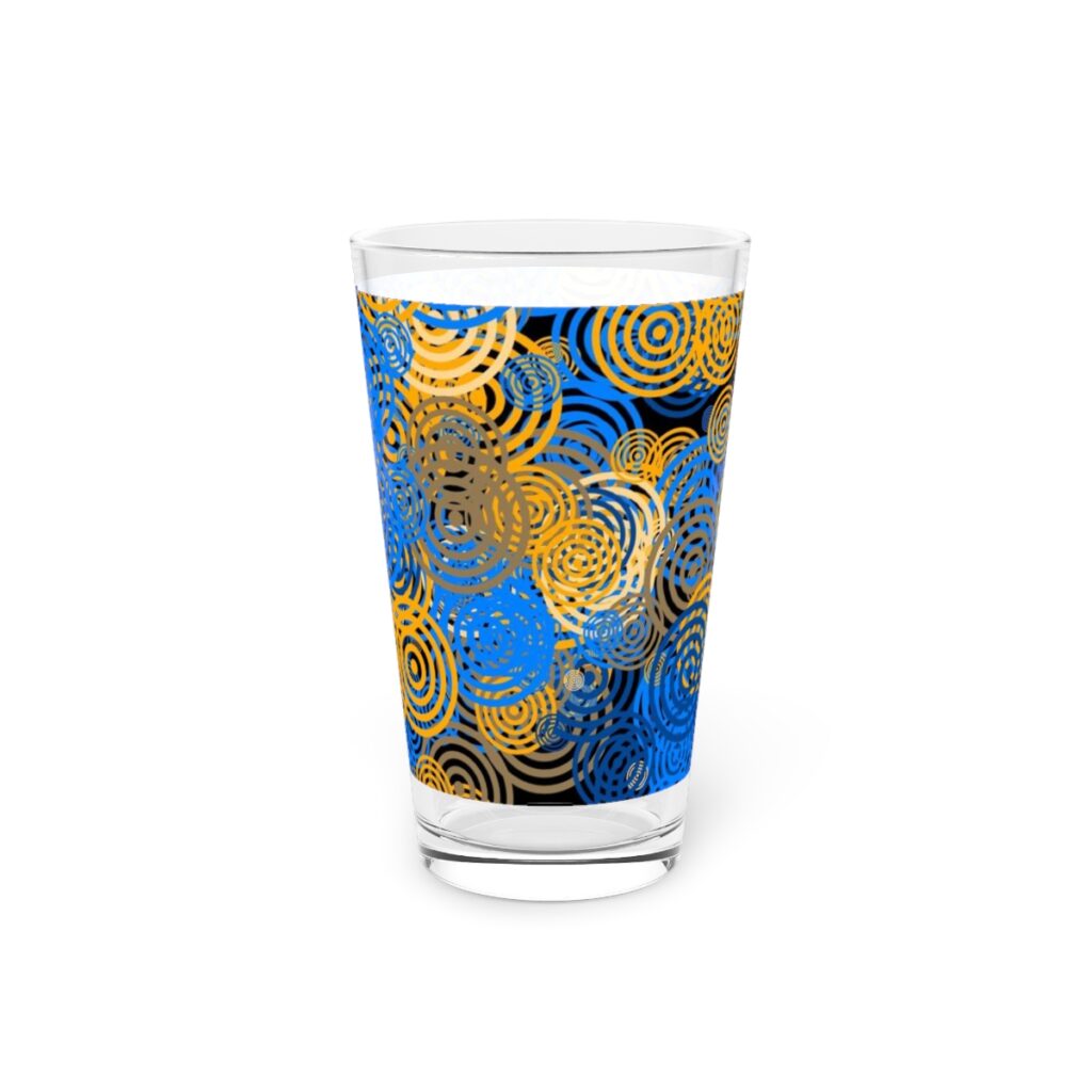 pint glass “Blue and yellow circles”