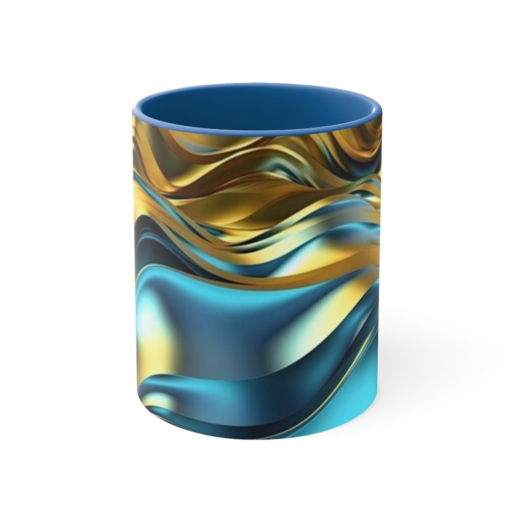 accent coffee mug “Blue Yellow Metallic Graphics”