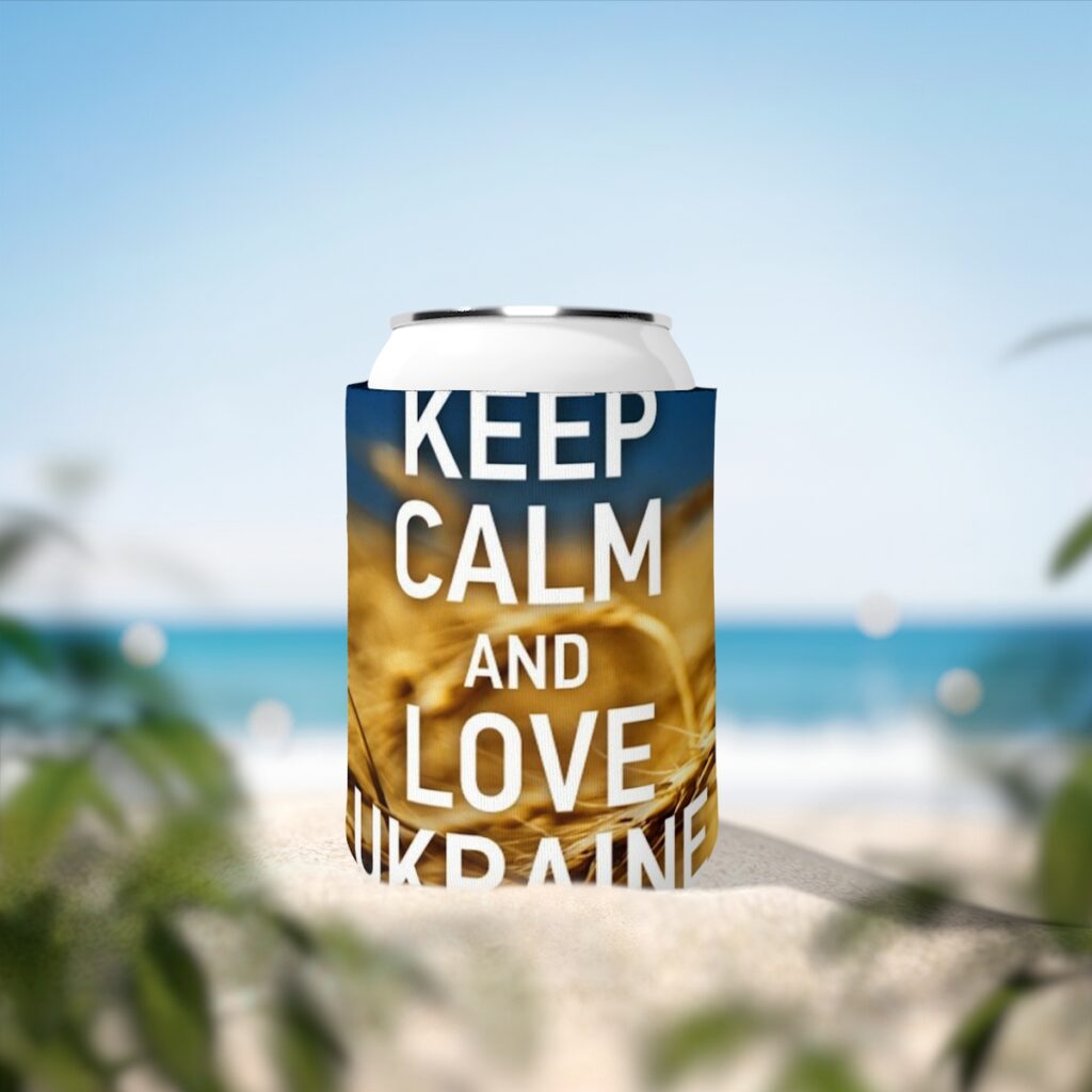 can cooler sleeve “Keep calm and love Ukraine”