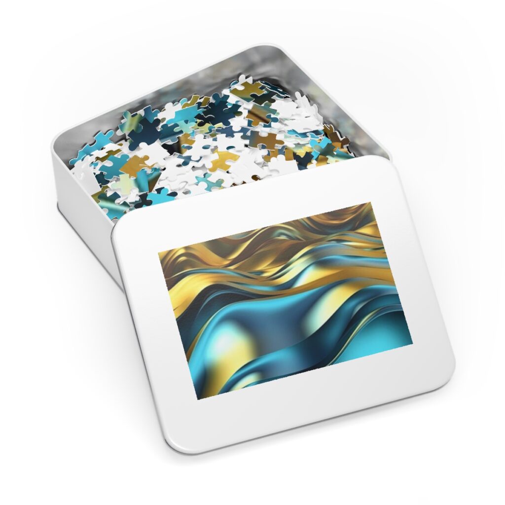 jigsaw puzzle “Blue-yellow metallic abstraction”