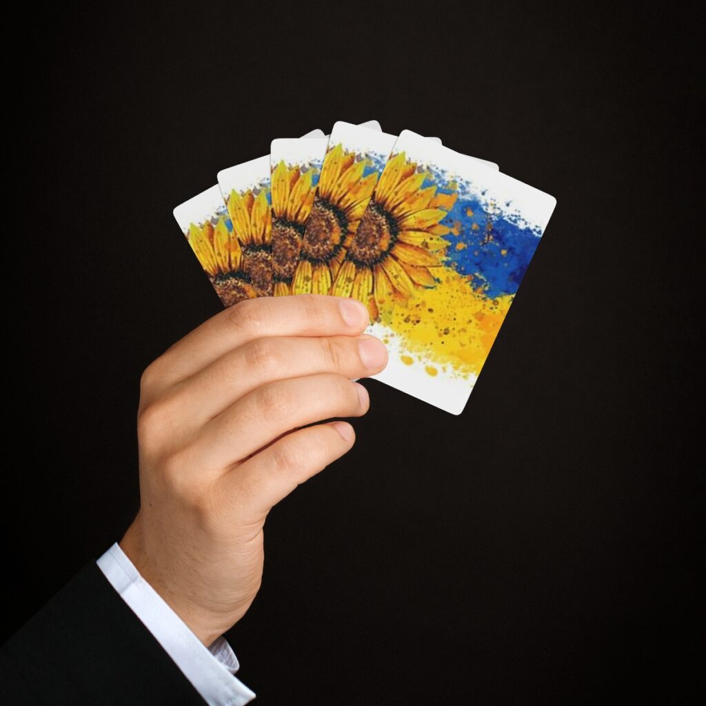 custom poker cards “Ukrainian sunflowers”