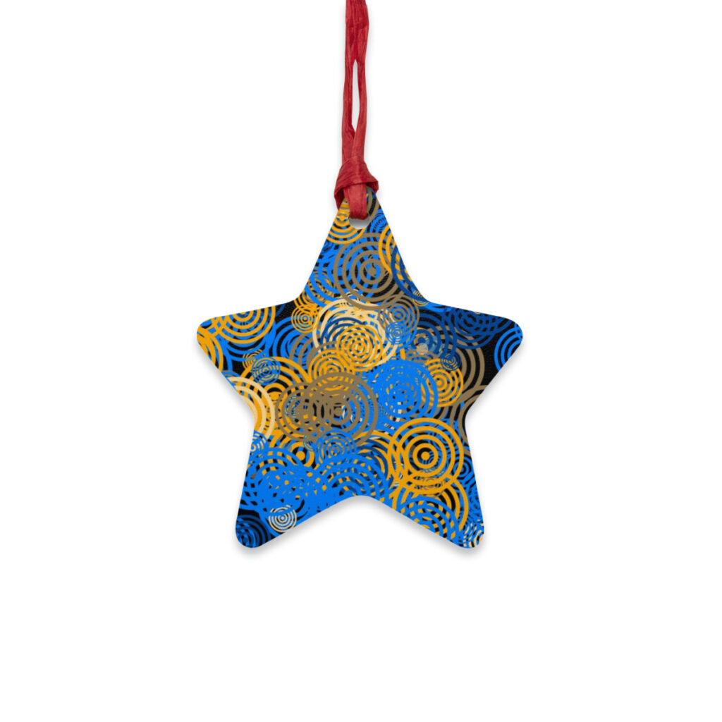 wooden ornaments “Blue and yellow circles”