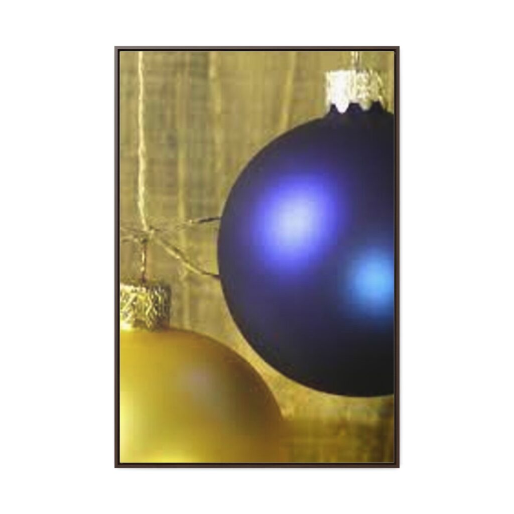 gallery canvas wraps, vertical frame “Blue-yellow Christmas balls”