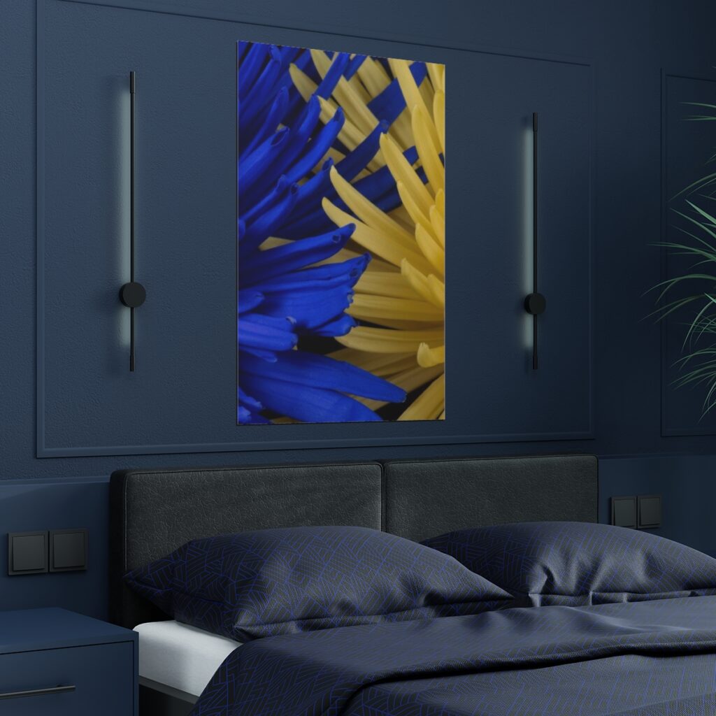 satin posters “Blue-yellow flowers”