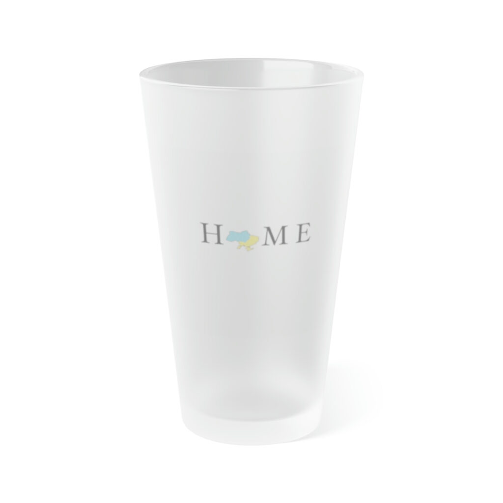 frosted pint glass “Home”