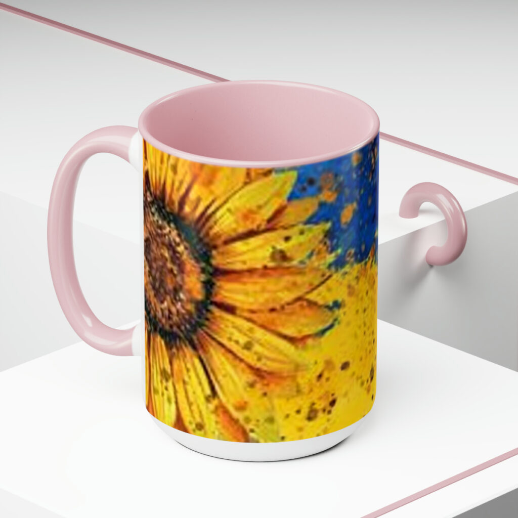 two-tone coffee mugs “Ukrainian Sunflower”