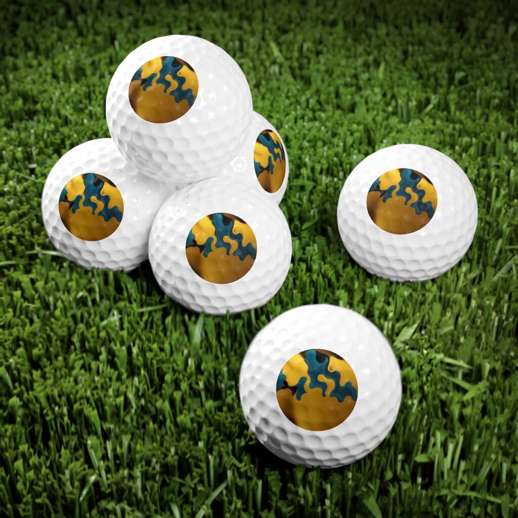 golf balls, 6pcs “Blue-yellow abstraction”