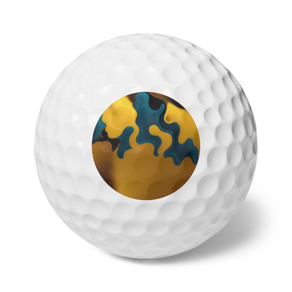 golf balls, 6pcs “Blue-yellow abstraction”