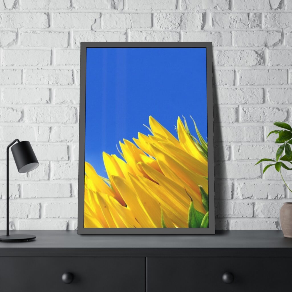 framed paper posters “Blue-yellow tulips”