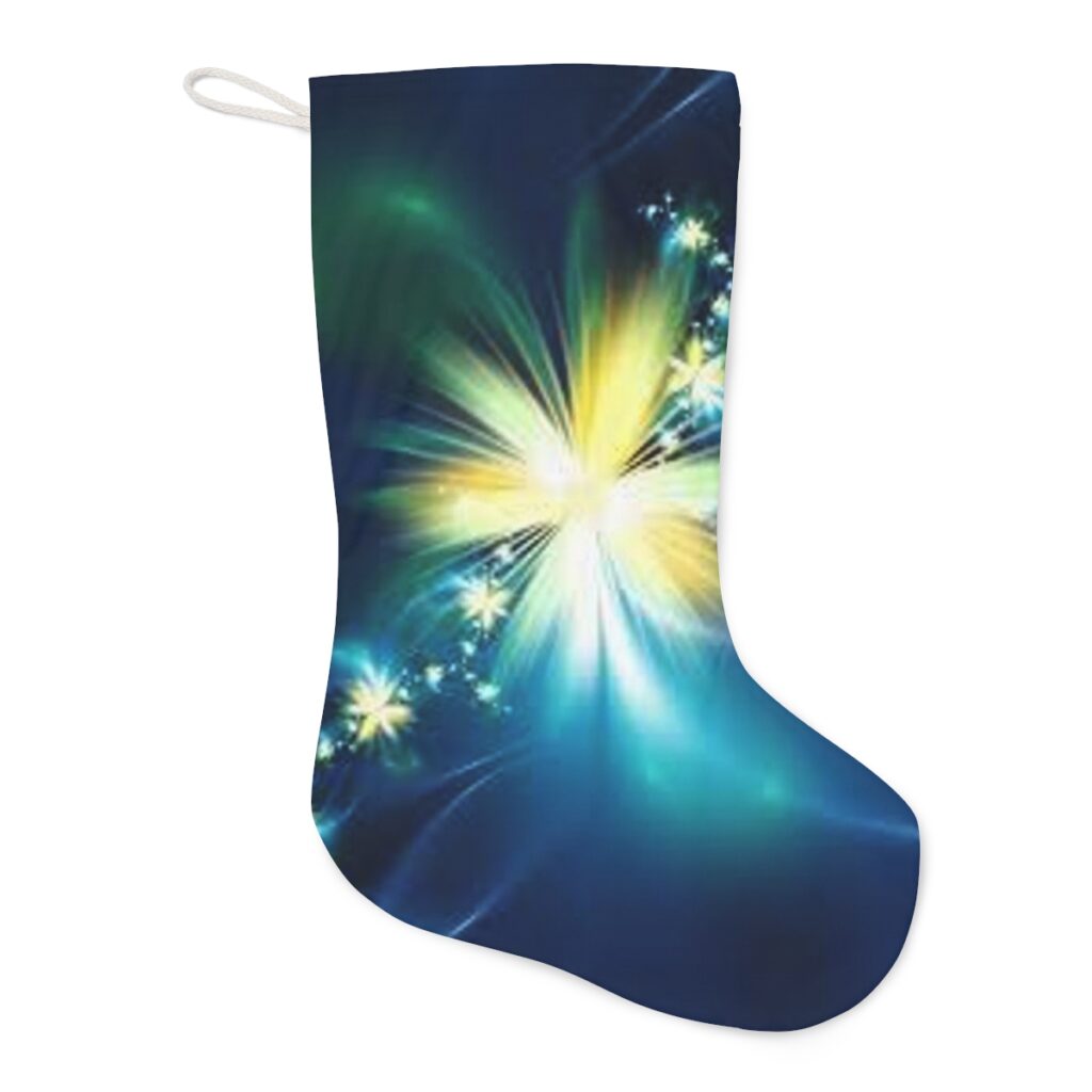 santa stocking “Blue Yellow Glow”