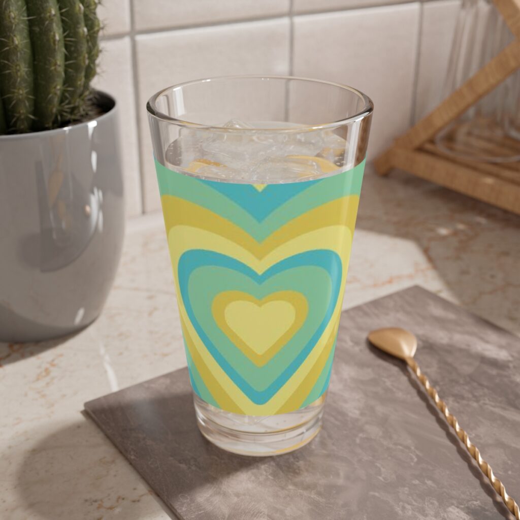 mixing glass “Blue-yellow Heart”